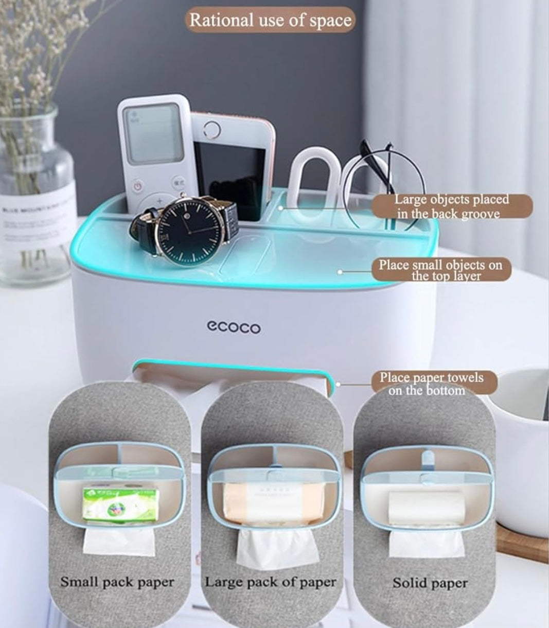 Virell™️ 3 in 1 Tissue Box Holder & Storage With Phone Holder