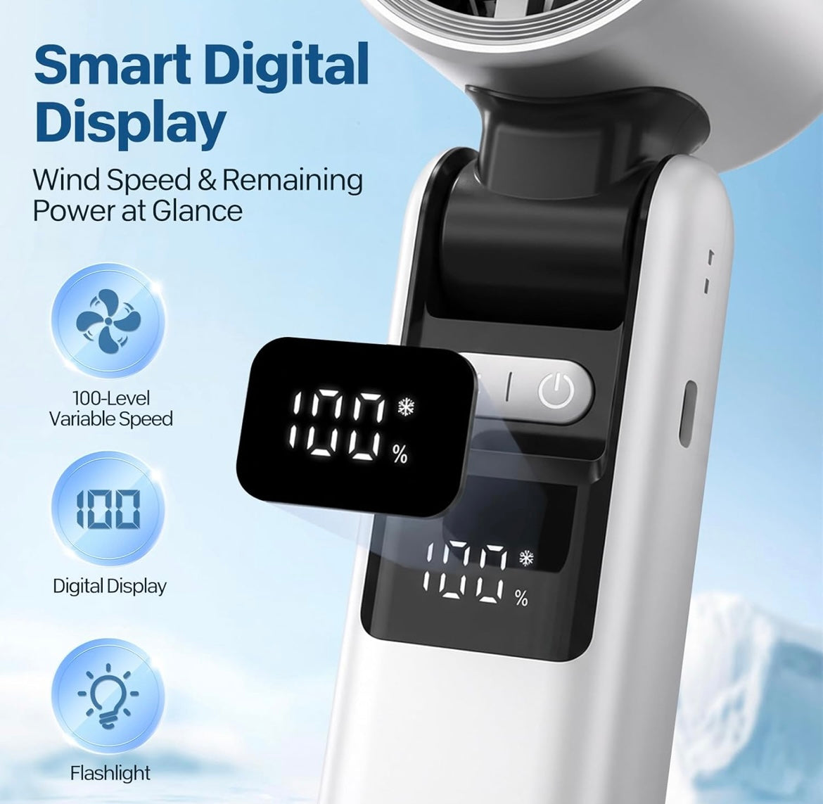 Virell™️ 4,000mAh Portable Ice Cooling Turbo Fan With Digital Display