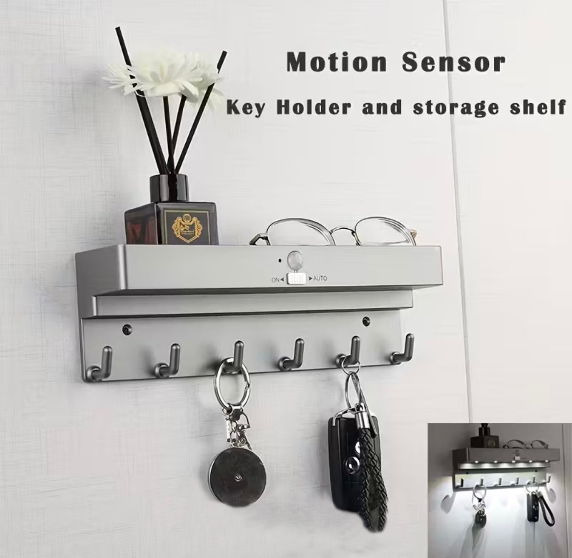 Virell™️ Wall Mount Shelf Holder With Motion Sensor LED Light
