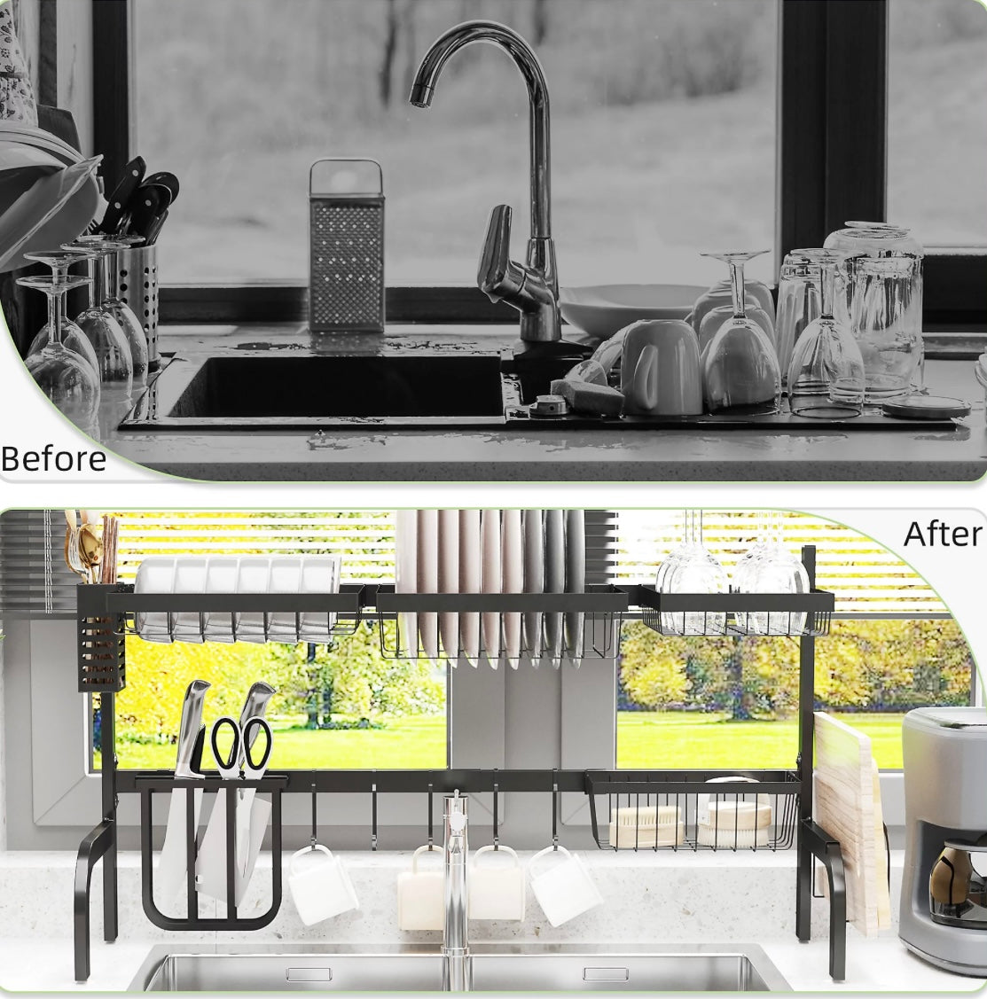 Virell™️ Adjustable Kitchen Over-Sink Dish Draining Rack