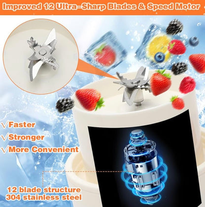Virell™️ Powerful 12 Blade Portable Travel Electric Juicer