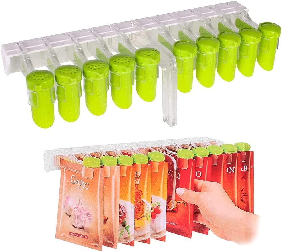 Virell™️ Wall Mounted 10 Spice Bag Storage Racks With Dispensing Closures