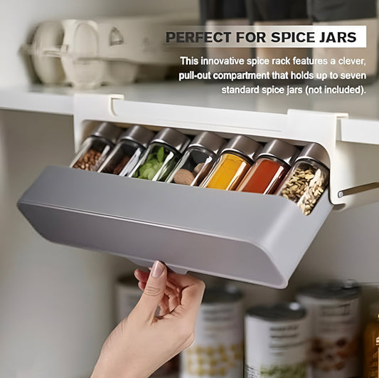 Virell™️ Under Shelf Spice Rack Storage Organizer With 7 Glass Jars