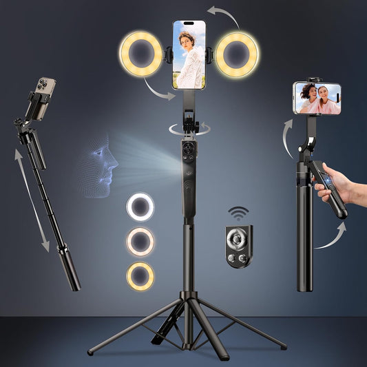 Virell™️ 360° Smart Creator Tripod Selfie With 2 Ring Lights & Wireless Remote