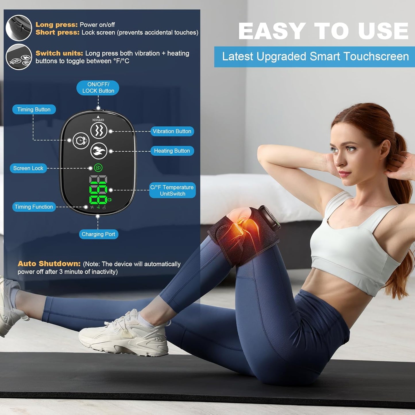Virell™️ 3 in 1 Electric Knee, Shoulder & Hand Massager With Heat & Vibration