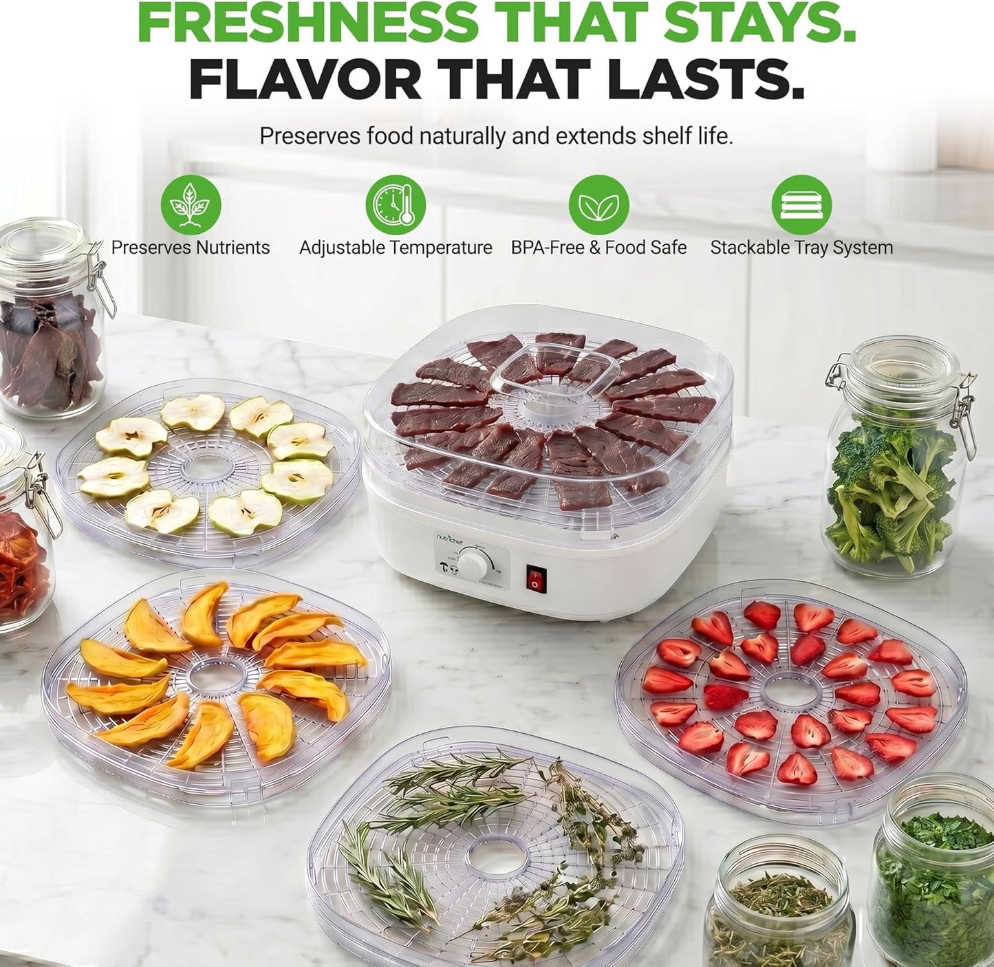 Virell™️ 5 Secition Trays Food Dehydrator Machine (For All Kinds Of Foods)