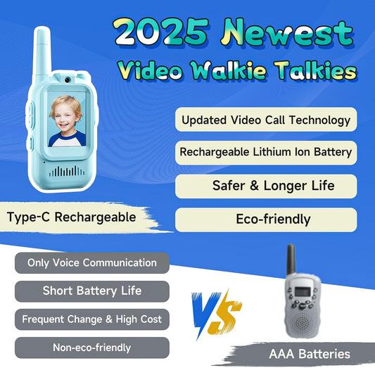 Virell™️ Kids 2 Pieces Walkie Talkie Set With Camera & Screen Video
