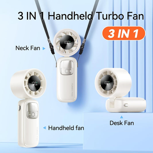 Virell™️ 7 Blade 3,000mAh Portable Cooling Turbo Fan With Digital Display