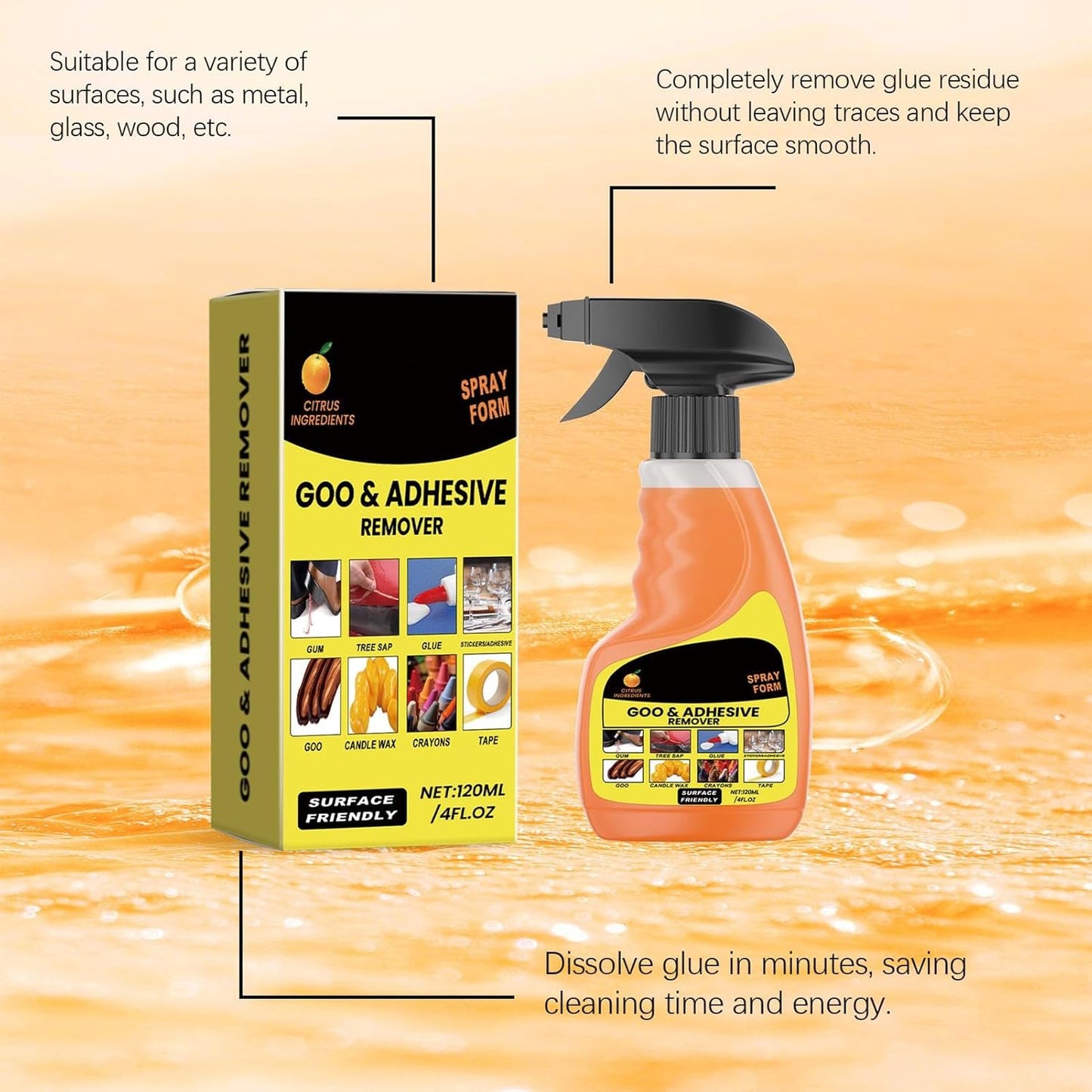 Virell™️ 8 in 1 Adhesive 150ML Spray Remover For All (Gum,Glue,Stickers,Tape,Crayons,Wax)