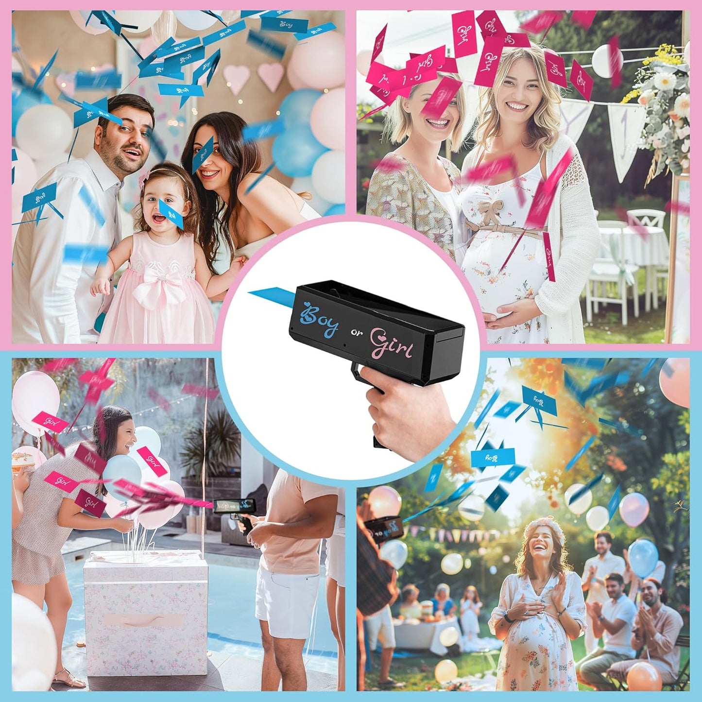 Virell™️ Gender Reveal Shooter For Party & Events (With 100 Cards)