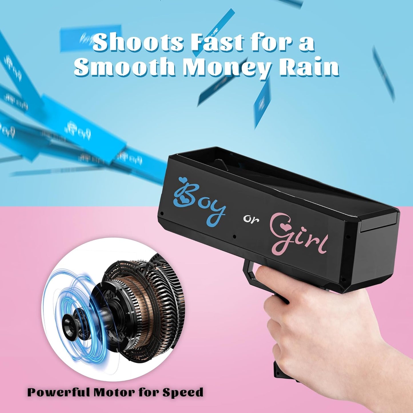 Virell™️ Gender Reveal Shooter For Party & Events (With 100 Cards)