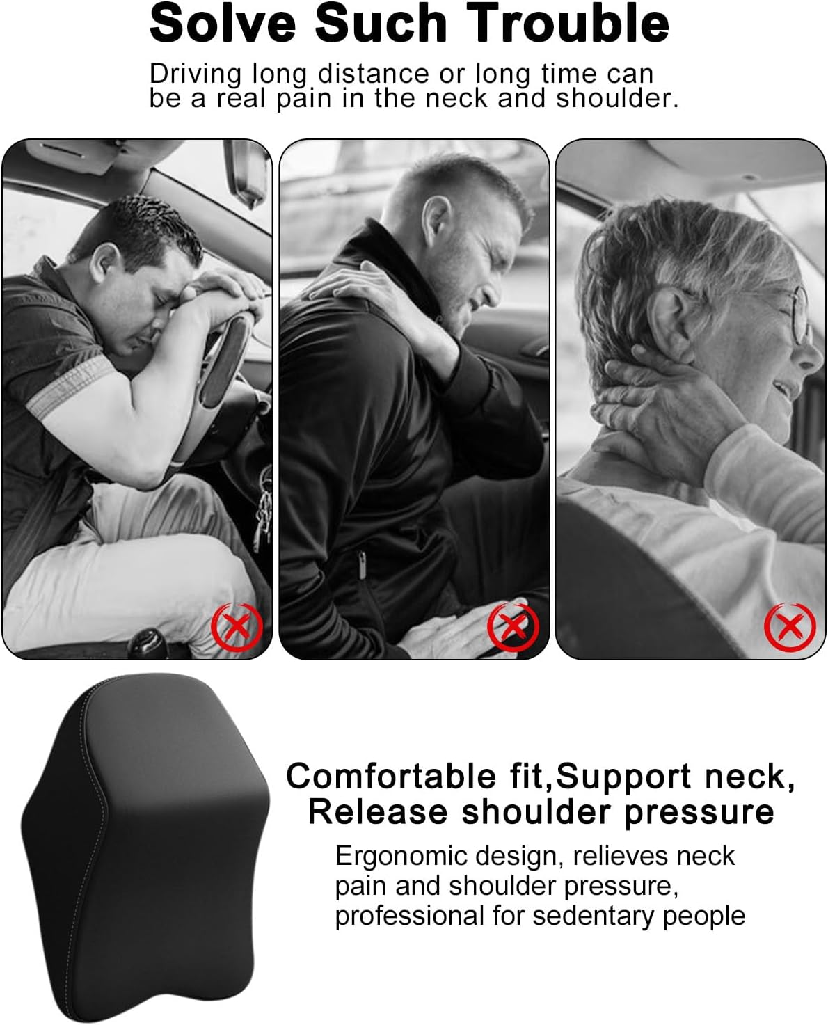Virell™️ Memory Foam Car Neck & Back Cushion Rest Pillow (Big Size)