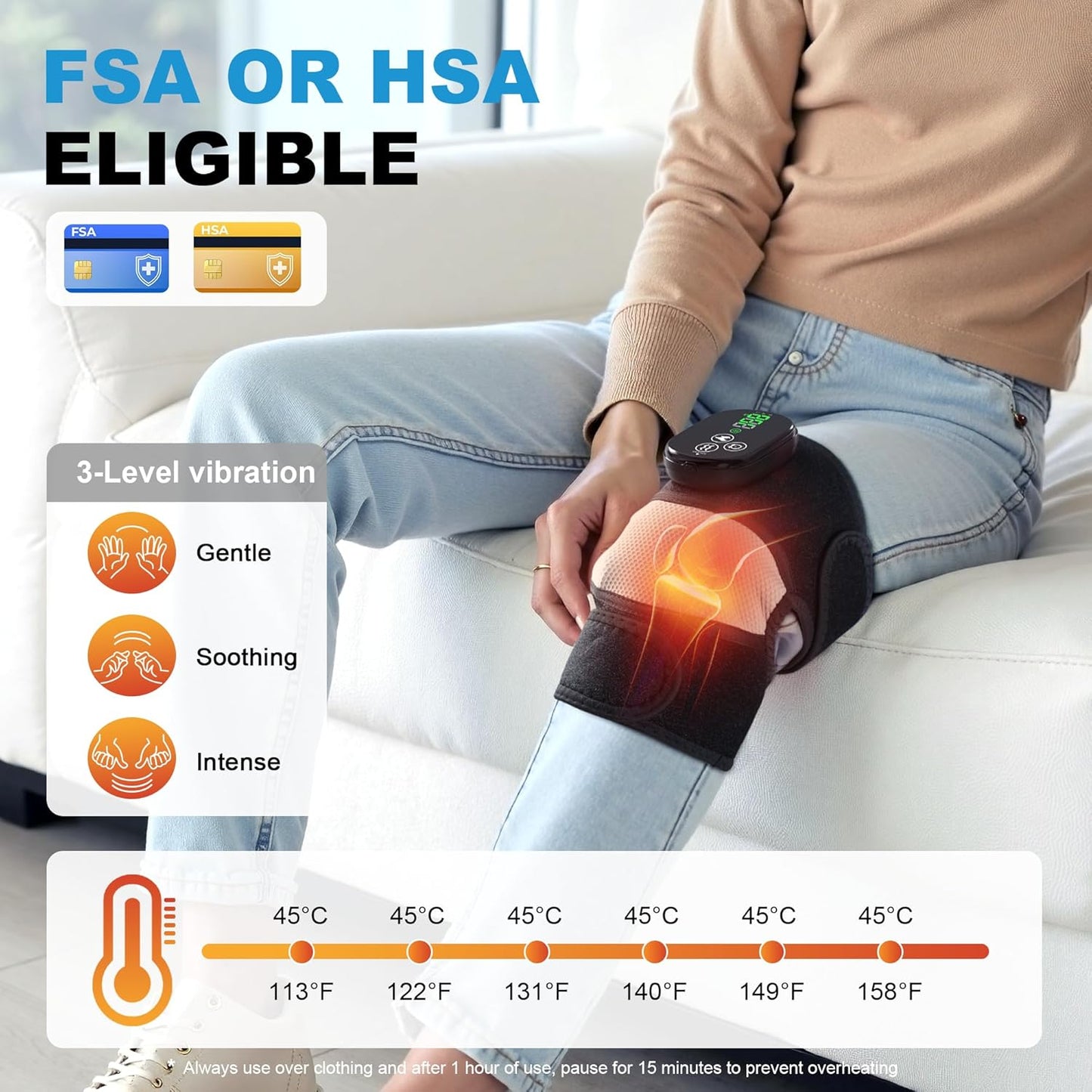 Virell™️ 3 in 1 Electric Knee, Shoulder & Hand Massager With Heat & Vibration