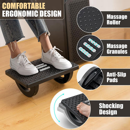 Virell™️ 2 in 1 Under Desk Foot Rest Swinger & Massage Roller