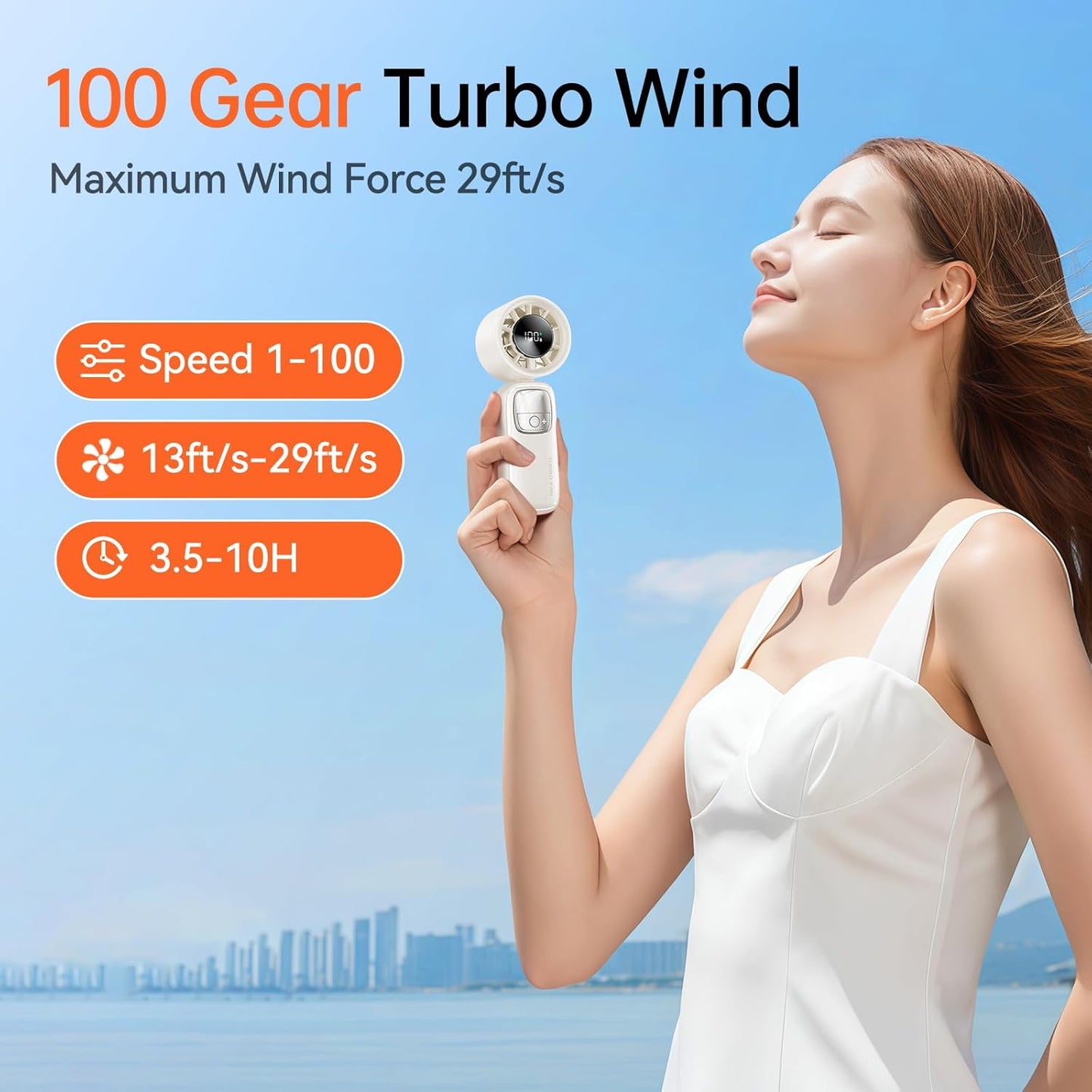 Virell™️ 7 Blade 3,000mAh Portable Cooling Turbo Fan With Digital Display