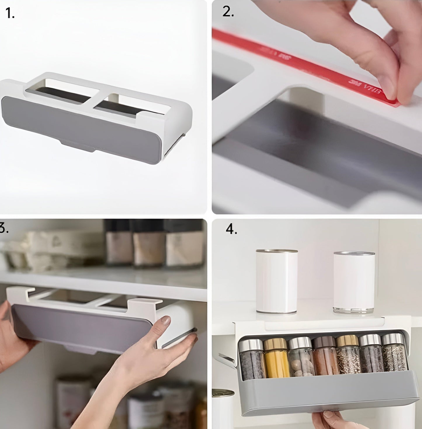 Virell™️ Under Shelf Spice Rack Storage Organizer With 7 Glass Jars