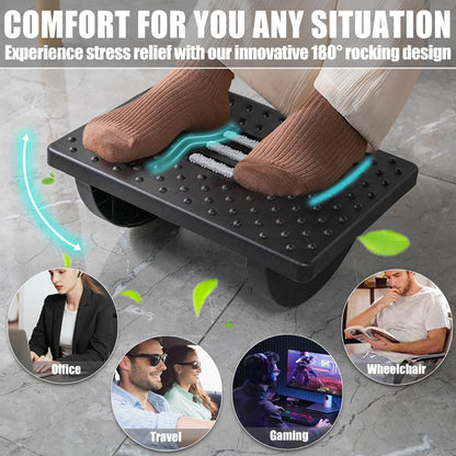 Virell™️ 2 in 1 Under Desk Foot Rest Swinger & Massage Roller