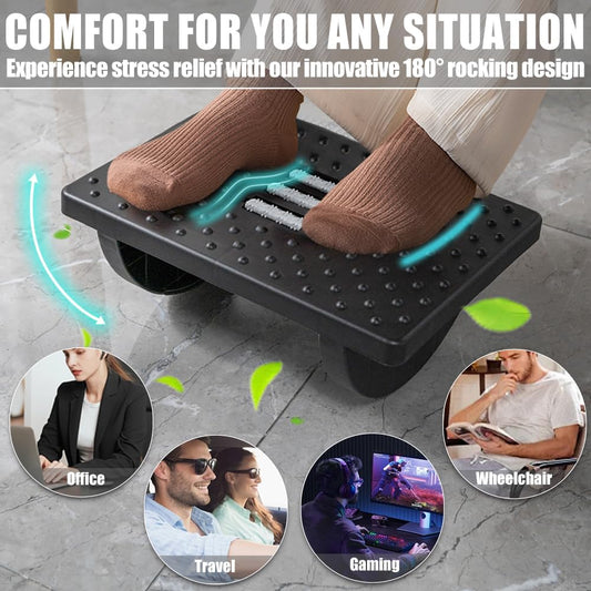 Virell™️ 2 in 1 Under Desk Foot Rest Swinger & Massage Roller