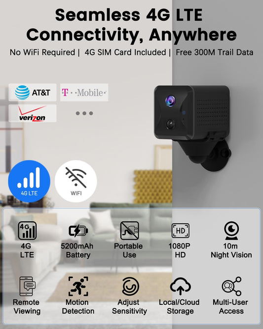Virell™️ Smart 5,200mAh HD Portable Security Camera