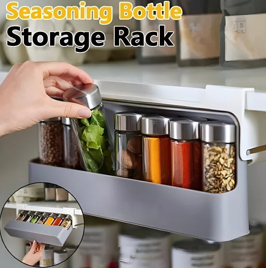 Virell™️ Under Shelf Spice Rack Storage Organizer With 7 Glass Jars